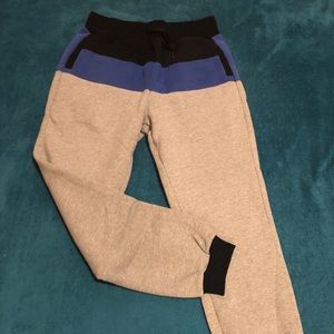 Men’s Gray Black and Blue Strip at Top Sweatpants